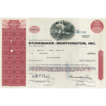 STUDEBAKER-WORTHINGTON, INC.- 500 AZIONI - 1969