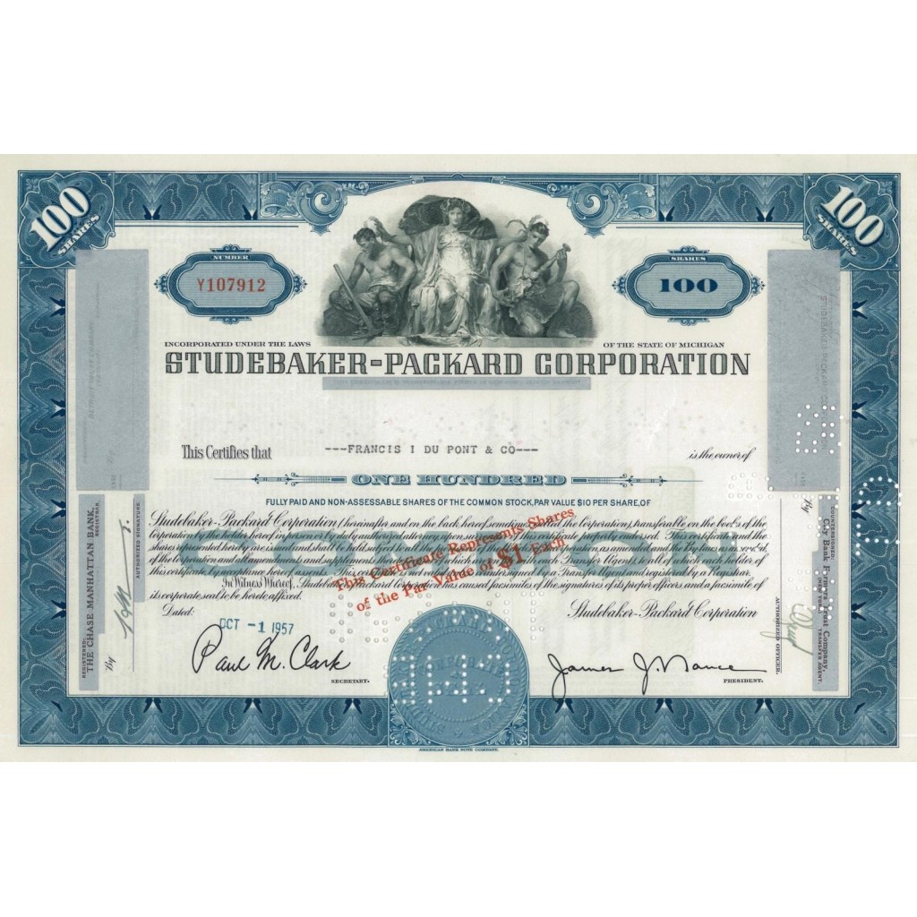 STUDEBAKER-PACKARD CORP. - 100 AZIONI - 1969