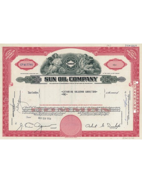 SUN OIL COMPANY - 1 AZIONE - 1958