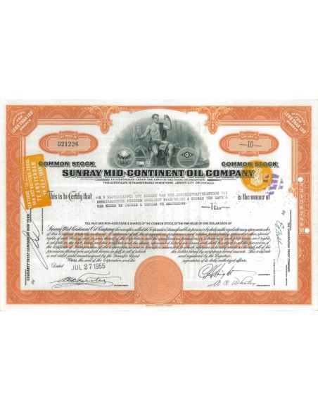 SUNRAY MID-CONTINENT OIL COMPANY - 10 AZIONI - 1955
