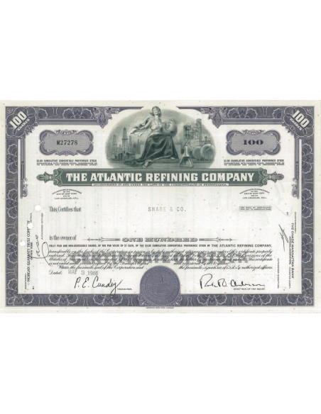 THE ATLANTIC REFINING COMPANY - 100 AZIONI - 1966