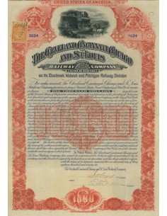 THE CLEVELAND CINCINNATI CHICAGO AND ST. LOUIS RAILWAY COMP. 1000 DOLLARI 1891