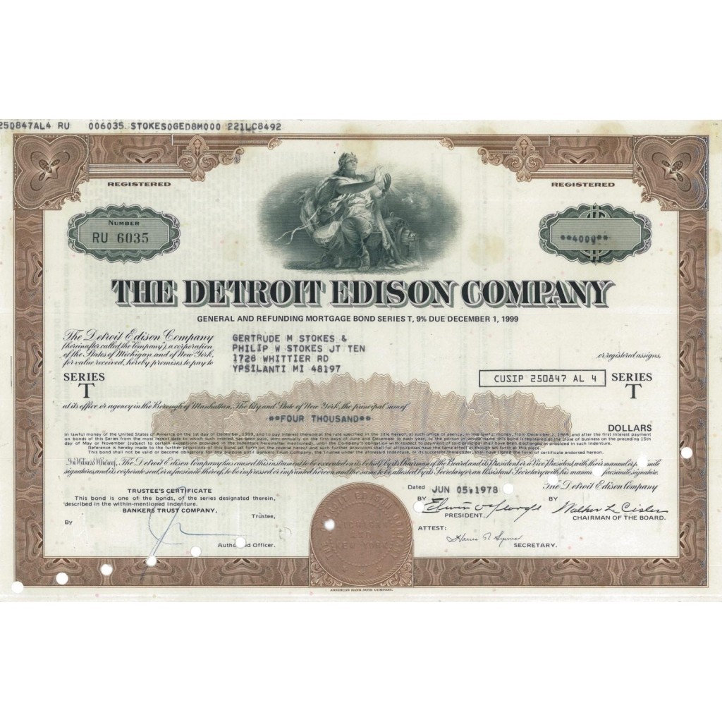 THE DETROIT EDISON COMPANY - 4000 DOLLARI - 1978