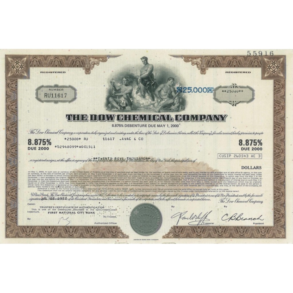 THE DOW CHEMICAL COMPANY - 25000 DOLLARI - 1977