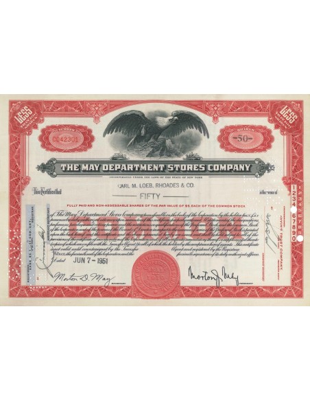 THE MAY DEPARTMENT STORES COMPANY - 50 AZIONI - 1951