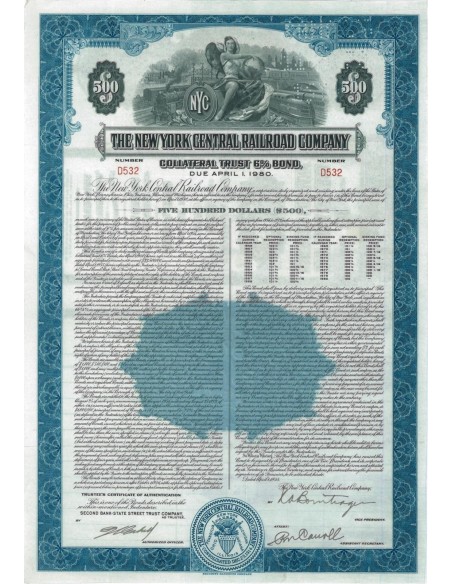 THE NEW YORK CENTRAL RAILROAD COMPANY - 500 DOLLARI - 1955