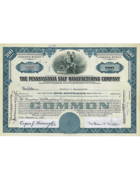 THE PENNSYLVANIA SALT MANUFACTURING COMPANY - 100 AZIONI - 1957
