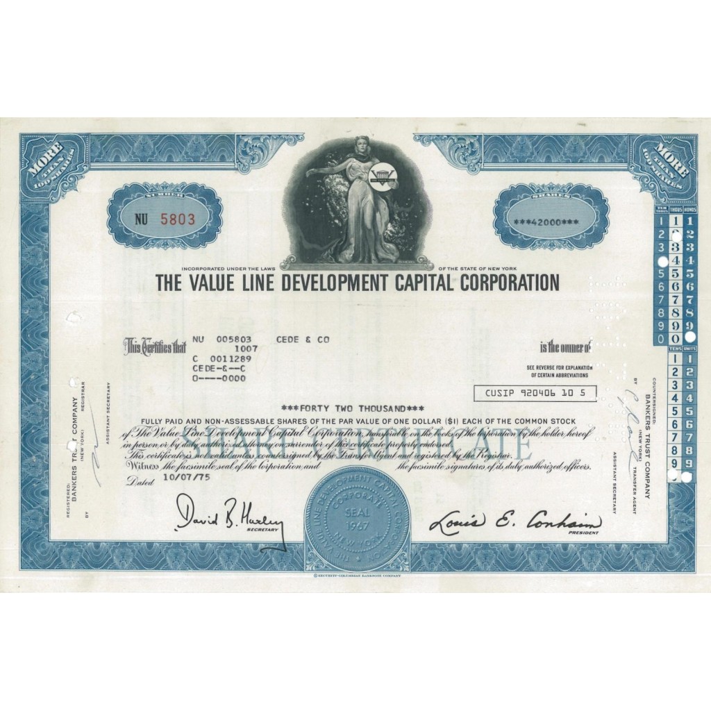 THE VALUE LINE DEVELOPMENT CAPITAL CORP. 42000 AZIONI - 1975