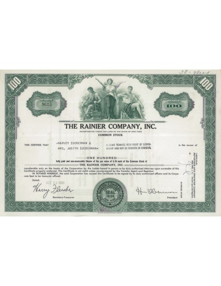 THE RAINIER COMPANY, INC. 100 AZIONI - 1960