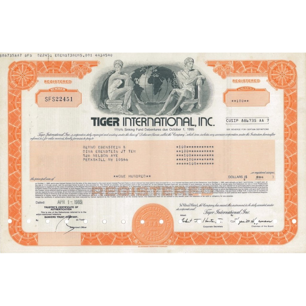 TIGER INTERNATIONAL, INC. 100 DOLLARI - 1983
