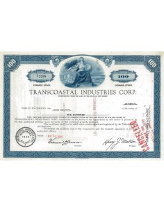 TRANSCOASTAL INDUSTRIES CORP. 100 AZIONI - 1968