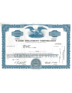WATER TREATMENT CORP. - 1 AZIONE - 1965