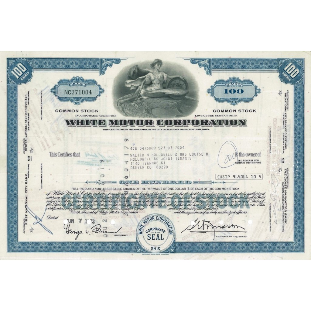 WHITE MOTOR CORPORATION - 100 AZIONI - 1073