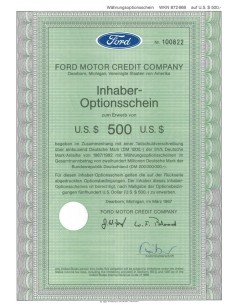 FORD MOTOR CREDIT COMPANY - 500 DOLLARI - 1987