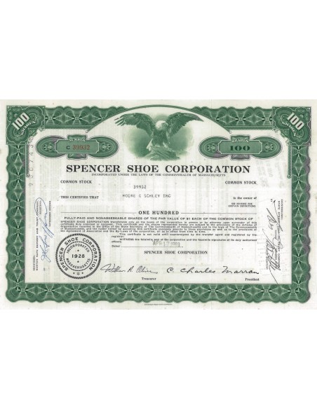 SPENCER SHOE CORPORATION - 100 AZIONI - 1969