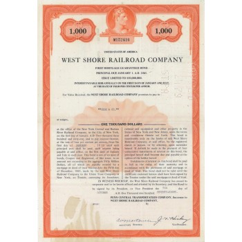 WEST SHORE RAILROAD COMPANY - 1000 DOLLARI 1978