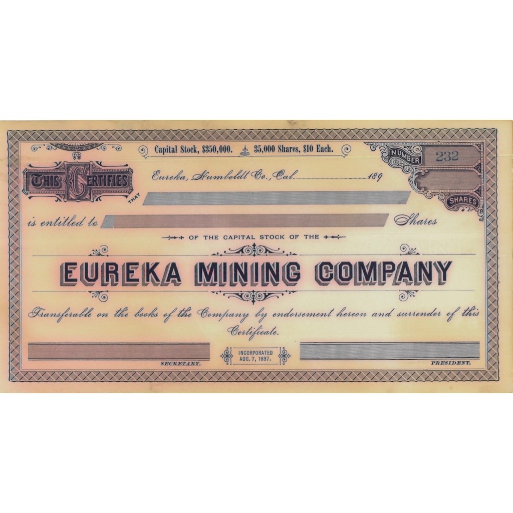 EUREKA MINING COMPANY - AZIONI - 1897