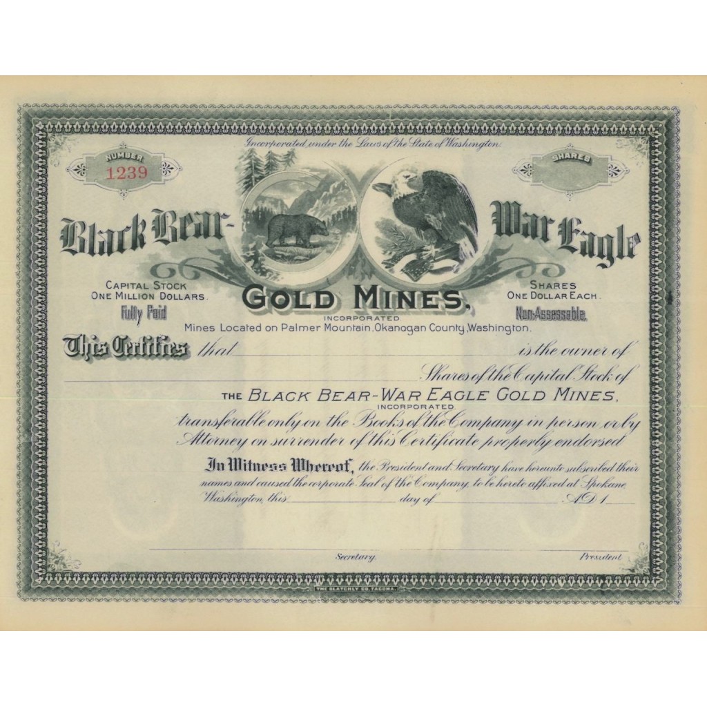 BLACK BEAR-WAR EAGLE GOLD MINES - AZIONI