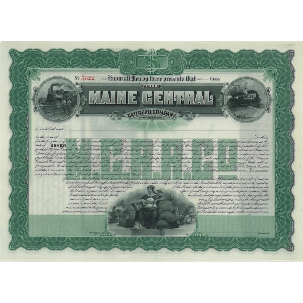 THE MAINE CENTRAL RAILROAD COMPANY - OBBLIGAZIONI 1912