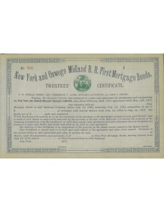 NEW YORK AND OSWEGO MIDLAND R.R. FIRST MORTGAGE BONDS 1875