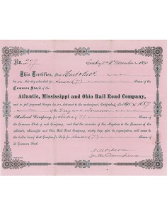 ATLANTIC, MISSISSIPPI AND OHIO RAIL ROAD COMPANY - 7 AZIONI 1870
