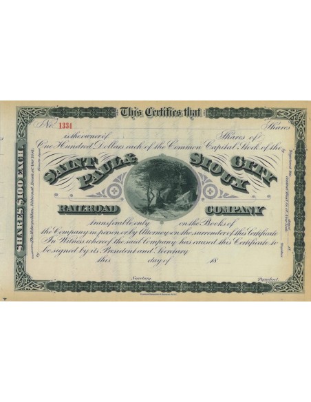 SAINT PAUL AND SIOUX CITY RAILROAD COMPANY - AZIONI - 1870