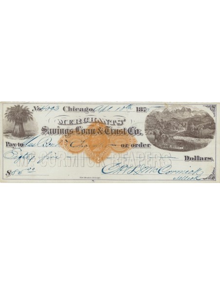 MC. CORMICK REAPERS - 85 DOLLARI - 1875