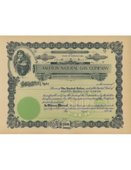 AXLETON NATURAL GAS COMPANY - AZIONI - 1900