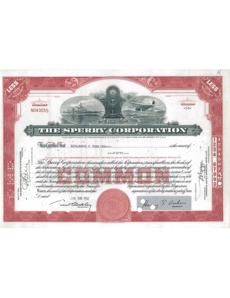 THE SPERRY CORPORATION - 50 AZIONI - 1952