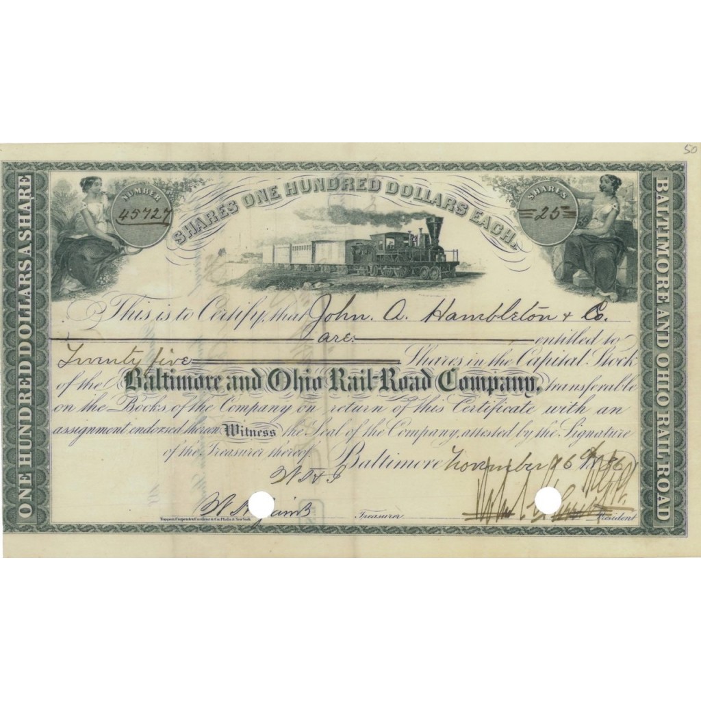 BALTIMORE AND OHIO RAIL-ROAD COMPANY - 25 AZIONI - 1886