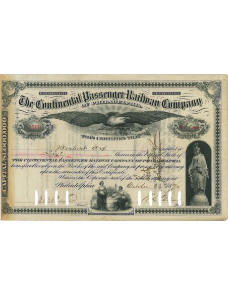 THE CONTINENTAL PASSENGER RAILWAY COMPANY - 60 AZIONI - 1890