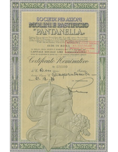 SOC. PER AZIONI PANTANELLA 50000 AZIONI - ROMA 1974