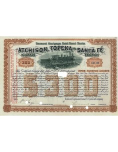 ATCHISON TOPEKA AND SANTA FE - RAILROAD COMPANY - 300 DOLLARI - 1894