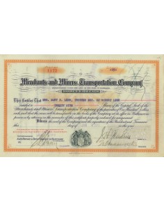 MERCHANTS AND MINERS TRANSPORTATION COMPANY - 25 AZIONI 1918