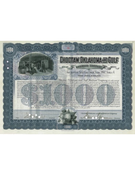 CHOCTAW OKLAHOMA AND GULF RAILROAD COMPANY - 1000 DOLLARI 1900