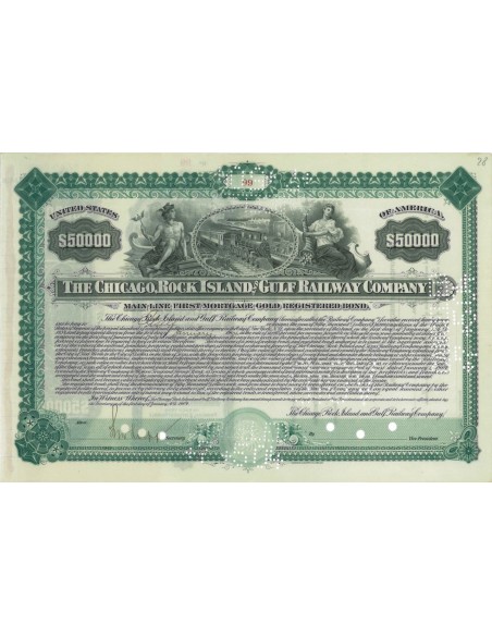 THE CHICAGO, ROCK ISLAND AND GULF RAILWAY COMP. 50000 DOLLARI - 1904