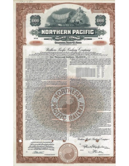 NORTHERN PACIF RAILWAY COMPANY 1000 DOLLARI - 1954