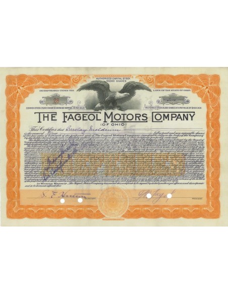 THE FAGEOL MOTORS COMPANY - 100 AZIONI - 1921