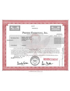 PREMIER EXHIBITIONS, INC. - 1 AZIONE - 2004