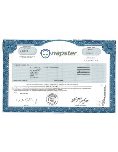 NAPSTER - 1 AZIONE - 2005