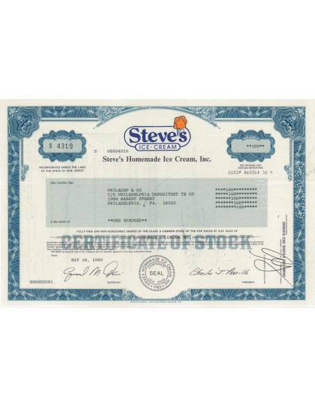 STEVES ICE CREAM - 100 AZIONI - 1989