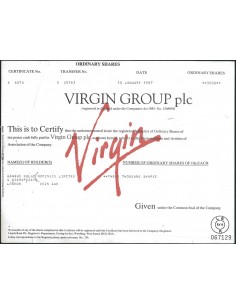 VIRGIN GROUP PLC - 300 AZIONI - 1987