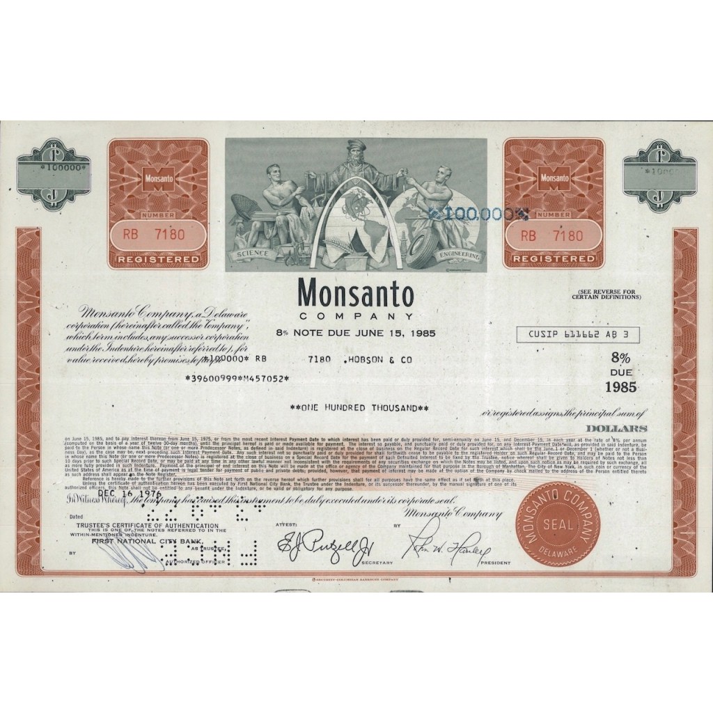 MONSANTO COMPANY - 100000 DOLLARI - 1976