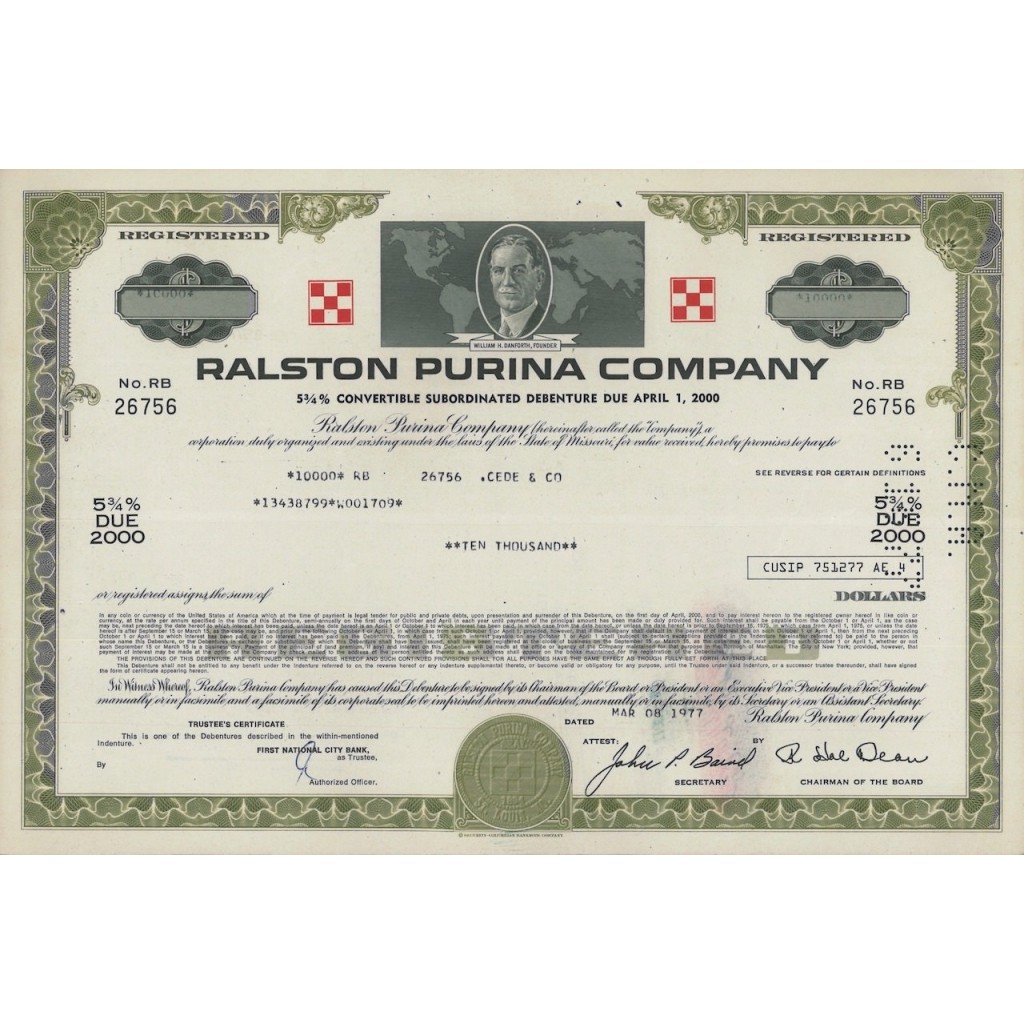 RALSTON PURINA COMPANY - 10000 DOLLARI - 1977