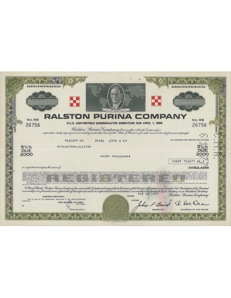 RALSTON PURINA COMPANY - 10000 DOLLARI - 1977