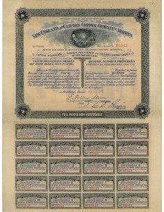 NEW ENGLAND AND CLIFTON COPPER COMPANY OF ARIZONA 4 AZIONE 1907