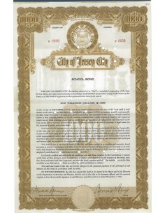 CITY OF JERSEY CITY - SCHOOL BOND - 1000 DOLLARI - 1956