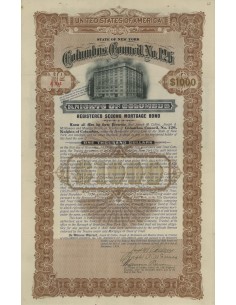 COLUMBUS COUNCIL NO. 126 - 1000 DOLLARI - 1924