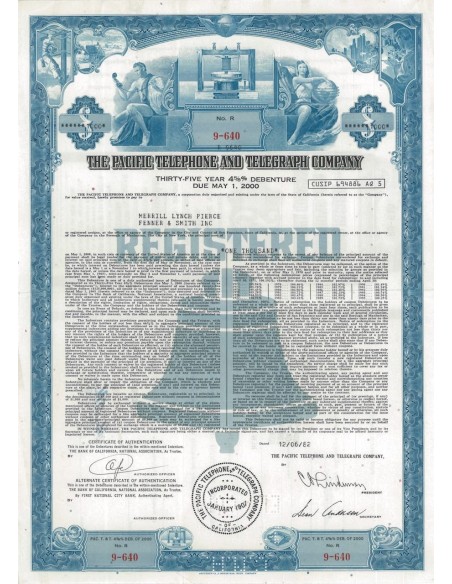 THE PACIFIC TELEPHONE AND TELEGRAPH COMPANY - 1000 DOLLARI - 1982