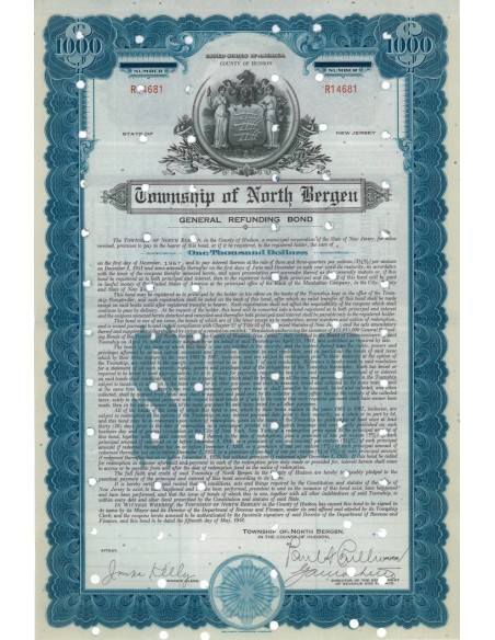 TOWNSHIP OF NORTH BERGEN - 1000 DOLLARI - 1941